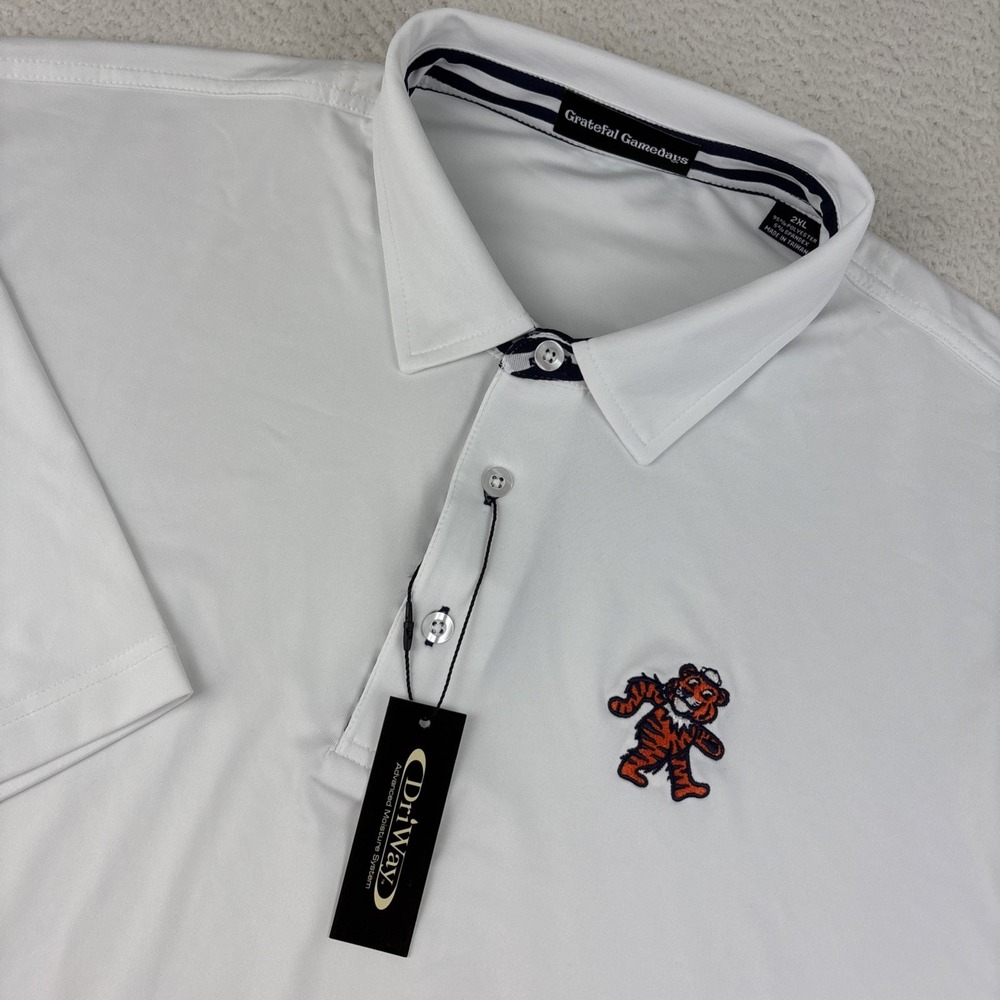 NEW AUBURN TIGERS Grateful Dead Performance Polo Shirt 2XL Dancing Bear Aubie AU
